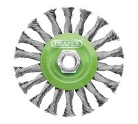 Draper 08061 Stainless-Steel Twist-Knot Flat Wire Wheel Brush, 115mm, M14