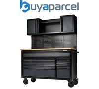 Draper 08242 BUNKER 10 Drawer Roller Workstation with Workbench, 56", Grey
