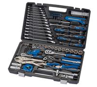 Draper 100 -Piece Tool Kit | Chrome Vanadium Steel Hand Tools | 1/2 Inch and 1/4 Inch Square Drive Ratchets & Sockets | Pliers | Screwdrivers & Bits | Spanners | 08627