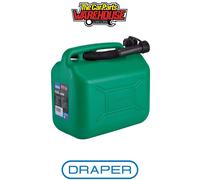 Draper 09055 HDPE Plastic Fuel Can, 10L, Green - 09055