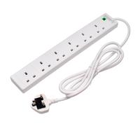 Draper 09659 Six Socket Surge Protected Extension Lead With Neon Indicator, 2M