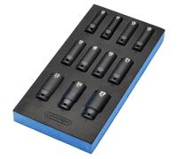 Draper 1/2"D Metric Deep Impact Socket Set in 1/4 Drawer EVA Tray 11 pc 63483