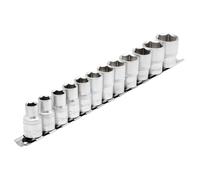 Draper 1/2"D Metric Socket Set on Metal Rail 12 Piece 10 to 24mm 6 Point 16402