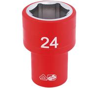 Draper 1/2" Drive VDE Fully Insulated Hexagon Socket Metric 1/2" 24mm