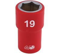 Draper 31880 1/2-Inch Square Drive Fully Insulated VDE Socket, 19 mm Size