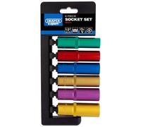 Draper 1/4" 3/8" 1/2" Deep Socket Sets Metric Colour Coded CRV c/w Storage Rail