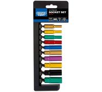 Draper 1/4" 3/8" 1/2" Deep Socket Sets Metric Colour Coded CRV c/w Storage Rail