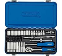 Draper 1/4" 45 Piece Square Drive Metric Socket Set | Micrometre Reversible Han