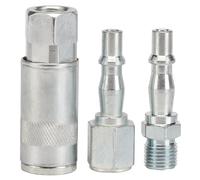 Draper 1/4" BSP Air Line Coupling Fitting Set For Power Tools 3 Pieces Silver