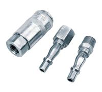 Draper 1/4" BSP P ir Coupling Set | 3 Piece Air Line Compressor Fittings | 37844