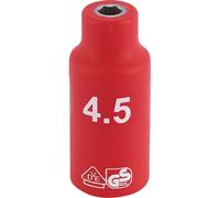 Draper 1/4" Drive VDE Fully Insulated Hexagon Socket Metric 1/4" 4.5mm