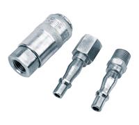Draper 1/4" P SP Air Line Coupling Set For Power Tools 3 Pieces Silver