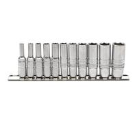 Draper 16491 1/4-Inch Square Drive Imperial 11 Piece Deep Sockets on Metal Rail , Blue