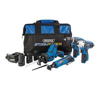 Draper *10.8V4+3 Storm Force Interchange Ultimate Deal Drill Plus 3 Batteries and Bag, 10.8 V, Blue, 4-Piece