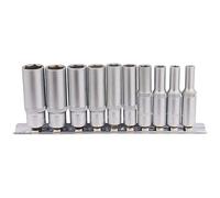 Draper 16399 Metric Deep Socket On Metal Rail 1/4in Sq. Dr. (10 Piece) per set