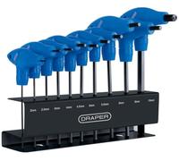 Draper 10 Piece T-Handle Hexagon Allen Key Set | Metric Long Pattern Hand Tools | Hex Key Wrench Kit | Long Arm Chrome Vanadium Steel Kit | Steel Wall Mounting Stand| 33869