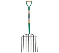Draper 10 Prong Manure Fork With Wood Shaft & MYD Handle Forged Head Green x2