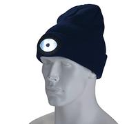 Draper 10007 Beanie Hat with Rechargeable Torch, One Size, 1W, 100 Lumens, Navy Blue