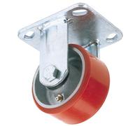 Draper 100mm Dia. Fixed Plate Fixing Heavy Duty Polyurethane Wheel - S.w.l. 250Kg 65525