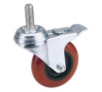 Draper 100mm Dia. Swivel Bolt Fixing Polyurethane Wheel With Brake - S.w.l. 125Kg 65521