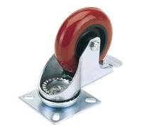 Draper 65519 100mm Dia Swivel Plate Fixing Polyurethane Wheel with Brake