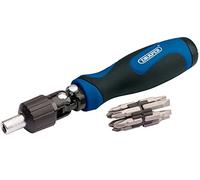 Draper Ratcheting Screwdriver Set 11pc 38124 - Soft grip, Chrome vanadium blades, Moulded inserts