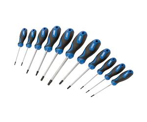 Draper 11 Piece Tamperproof Security Torx Tx Star Screwdriver Tool Set, T6-T40T - 34253 - T6, T7, T8, T9, T10T, T15T, T20T, T25T, T27T, T30T & T40T, Blue