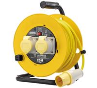 Draper 110V Twin Extension Cable Reel 25m Fully Unwound 16A 1750W 02124