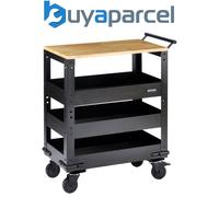 Draper 11495 BUNKER 3 Tier Trolley with Pull Handle and Hardwood Worktop, 714mm