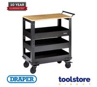 BUNKER 11495 3 Tier Trolley with Pull Handle and Hardwood Worktop,...