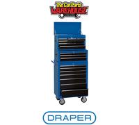 Draper 26" Combination Roller Cabinet and Tool Chest (16 Drawer) - Blue, Blue