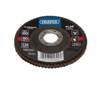 Draper 82360 Aluminium Oxide Flap Disc 115 X 22.23Mm 60 Grit each 1