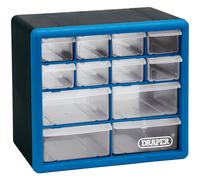 Draper 12 Drawer Organiser Storage Unit Plastic | Workshop Home Office Cabinet Cupboard | Wall Mountable | 12014, 12 Part
