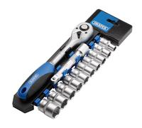Draper 12 Piece 1/2-Inch Square Drive Metric Socket and Ratchet Set - DIY Home Workshop Professional & Car Kit