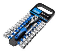 Draper 16373 Square Drive Combined MM/AF Socket and Ratchet 22 Pieces Set, 3/8" Length , Blue