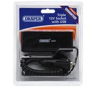 Draper 12076 12V 3-Socket Adaptor with USB