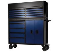 BUNKER® Combined Roller Cabinet & Tool Chest - 13 Drawer, 52", Black/Blue