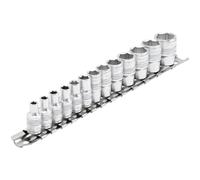 Draper 16487 1/4-Inch Square Drive Metric Sockets on Metal Rail, 13 Piece
