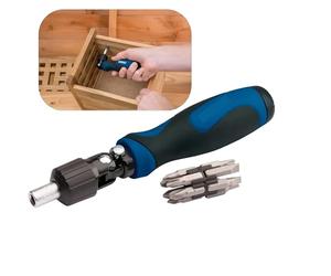 Draper 13 Piece Ratcheting Screwdriver Set - Built-in Bit Storage, Pro-Grade Ratchet Tool for Fast, One-Handed Screwdriving