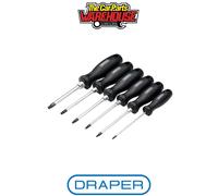 Draper Screwdriver Set 6pc TX-Star Tamperproof Hard Grip 13586, Magnetic Tips, CRV Blades