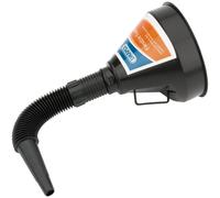Draper 140mm PVC Flexible Funnel | Gauze Filter | Handle for Efficient Refilling | Multifunctional Funnels | 56141, Black