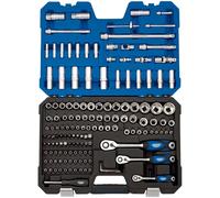 Draper 149 Piece Metric Socket And Socket Bit Set - 1/4", 3/8" And 1/2" Sq. Dr. - 16461 - Chrome Vanadium Steel - Blue - Satin Finish