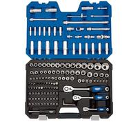 Draper 149 Piece Metric Socket And Socket Bit Set - 1/4", 3/8" And 1/2" Sq. Dr. - 16461 - Chrome Vanadium Steel - Blue - Satin Finish