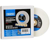 Draper 150 x 20mm Aluminium Oxide Bench Grinding Wheel | 80 Grit HSS Tools Sharpener | 5 Reduction Rings | Dry Cutting | 31.75mm Bore | 99569