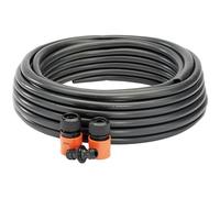 Draper 15m Perforated Soaker Hose | 12 mm Gardening Irrigation Pipe | Heavy Duty Sprinkler | 2 1/2" Hose connectors |Two Way Coupling | 68261 Black