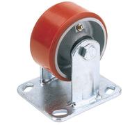 Draper 160mm Dia. Fixed Plate Fixing Heavy Duty Polyurethane Wheel - S.w.l. 400Kg 65531