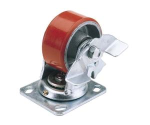Draper 160mm Dia. Swivel Plate Fixing Heavy Duty Polyurethane Wheel With Brake - S.w.l. 400Kg 65530