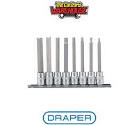 Draper 16286 3/8 Inch Square Drive Hexagonal Socket Bit Set, Blue, 100mm