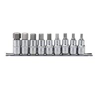 Draper 16307 1/2-Inch Square Drive Metric 55 mm Long Hexagonal Socket Bit 9 Piece Set, Blue
