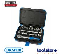 Draper 16359 18 Piece Metric 3/8in Sq Drive Hex Socket & Ratchet Bar Set